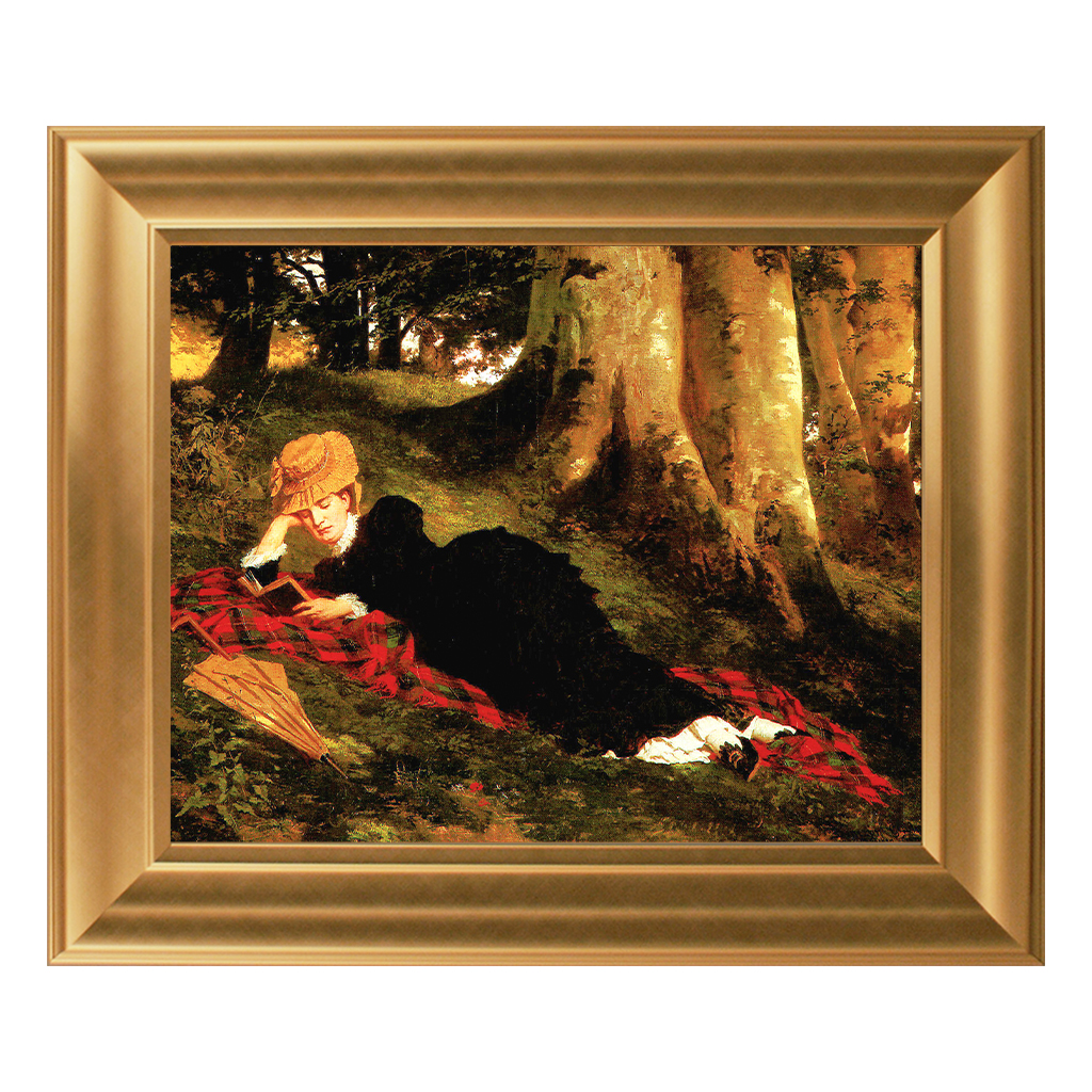 Gyula_Benczur_-_Dama_czytajaca_w_lesie_563-II-605_40x50