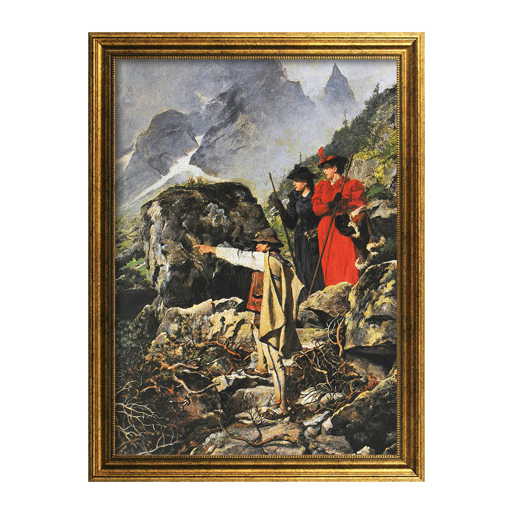 Damy w Tatrach z przewodnikiem wskazującym cel.