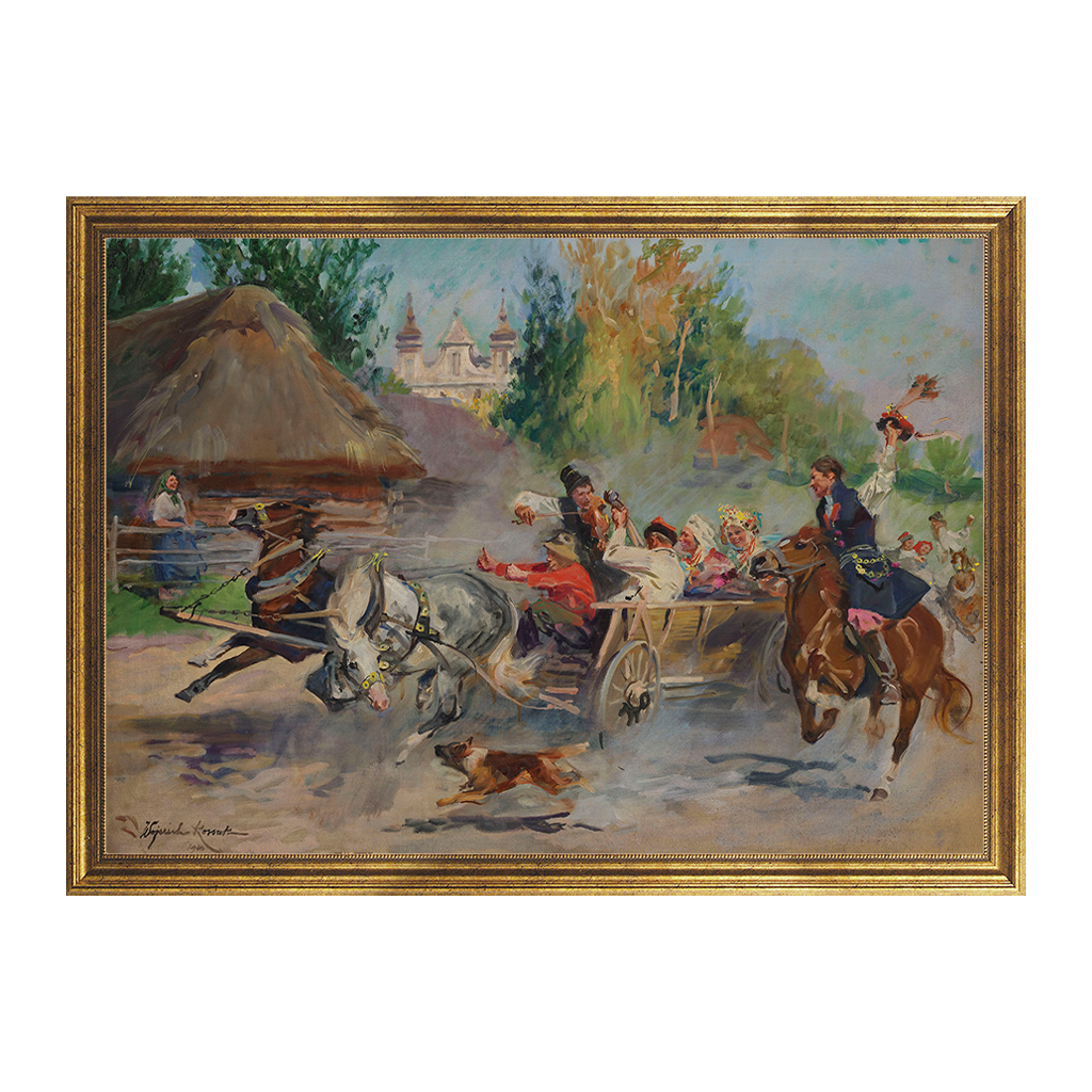Kossak_Wojciech_-_Wesele_krakowskie_na_drodze_101-MX-446_70x100